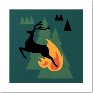 Deer and Wildfire Posters and Art